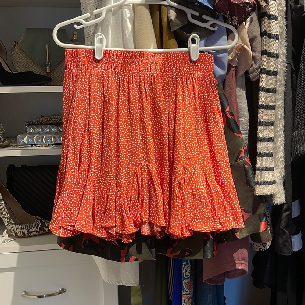 Loft red polka dot skirt